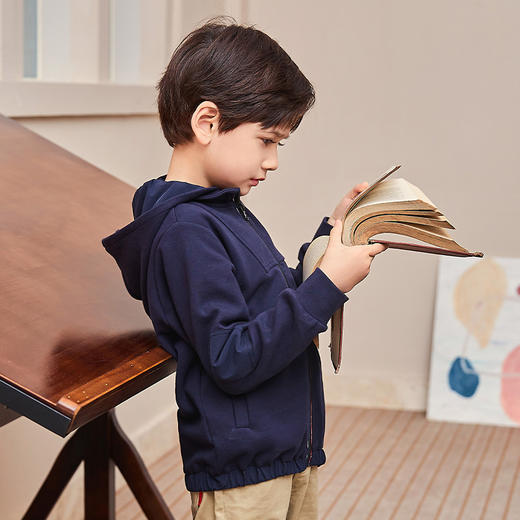 mettekids男童外套春秋新款帅气针织童装大童运动休闲连帽上衣 商品图3