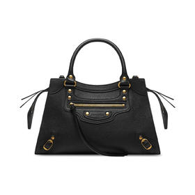 BALENCIAGA 巴黎世家 女士 Neo Classic 黑色粒面小牛皮复古金色配饰小号提挎包 黑色 678629 15Y41 1000