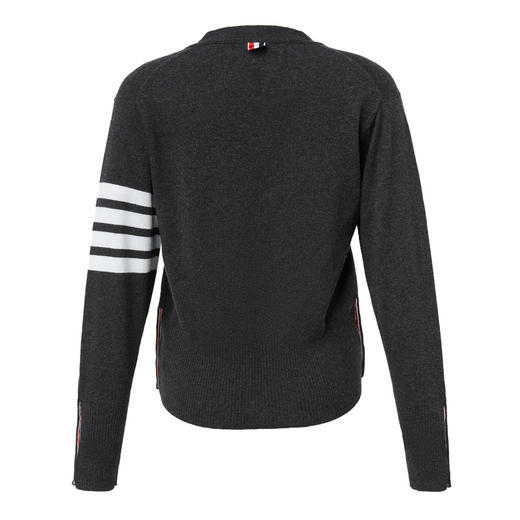 THOM BROWNE 汤姆布朗 男士V领经典四条纹羊绒针织开衫毛衣 MKC001A 00011 商品图1