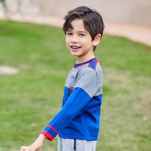 mettekids男童毛衣儿童春秋新款上衣童装打底衫中大童圆领针织衫 商品图2