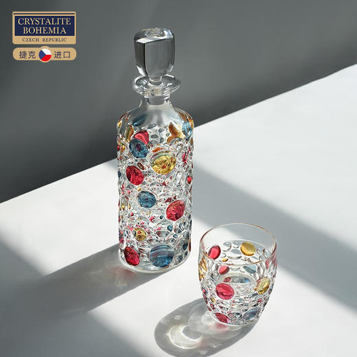 捷克进口BOHEMIA波西米亚彩色水滴手工描彩威士忌酒樽酒杯750ml 商品图2