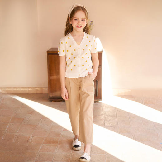 mettekids女童裤子春秋款木耳边休闲裤童装儿童洋气百搭宽松长裤 商品图1