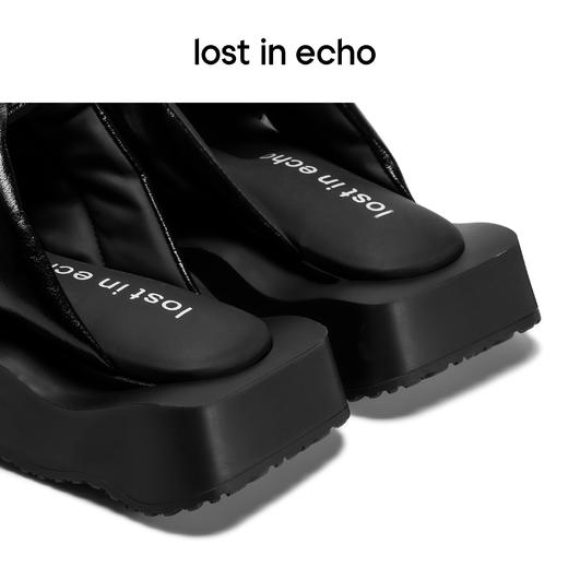 lost in echo设计师品牌休闲方头舒适厚底波浪底交叉带拖鞋女外穿 商品图3