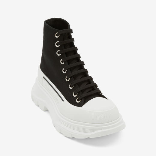 ALEXANDER MCQUEEN 亚历山大.麦昆 男士棉质字母徽标 Tread Slick 系带高帮休闲运动鞋 黑色 705659 W4MV2 1070 商品图1