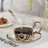 【样品特惠5折，仅1套，无货退款】罗比罗丹珐琅彩欧式奢华创意玻璃咖啡杯个性简约典雅带勺碟礼盒装 商品缩略图1