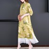 NYL-0023春夏新款时尚文艺立领印花拼接七分袖显瘦改良版旗袍连衣裙 商品缩略图1