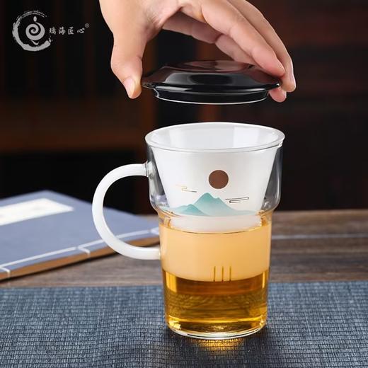 【特惠6折，仅1件，无货退款】璃海匠心耐热玻璃办公室泡茶山水之间套杯带盖茶杯礼盒装 商品图1