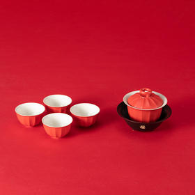 万仟堂 | 鸿运高照02·盖碗 茶具 国风陶瓷灯笼朱漆釉盖碗 礼品专供 朱漆釉