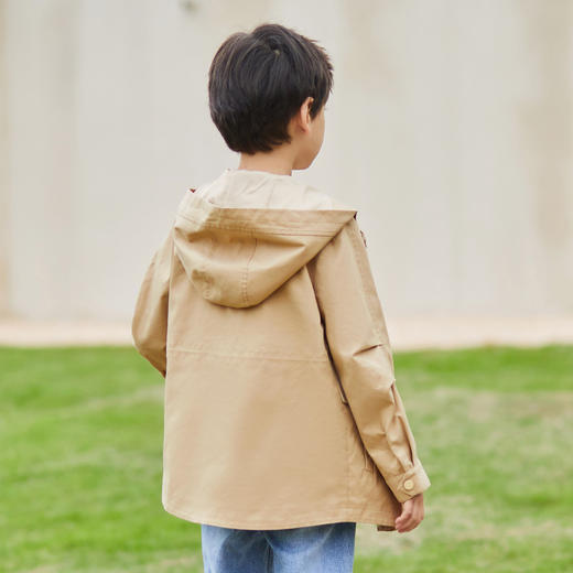 mettekids男童风衣英伦风儿童2022春秋中大童中长款连帽休闲外套 商品图3