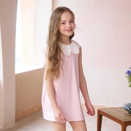 mettekids女童连衣裙夏季花瓣领甜美裙子童装儿童洋气时髦公主裙 商品图3