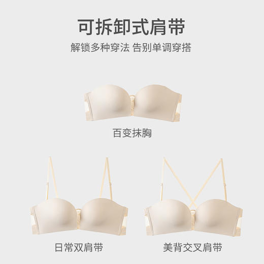 【无肩带内衣】熳洁儿 时尚百搭内衣抹胸款防滑免肩带光面小胸显大文胸23261513 商品图3