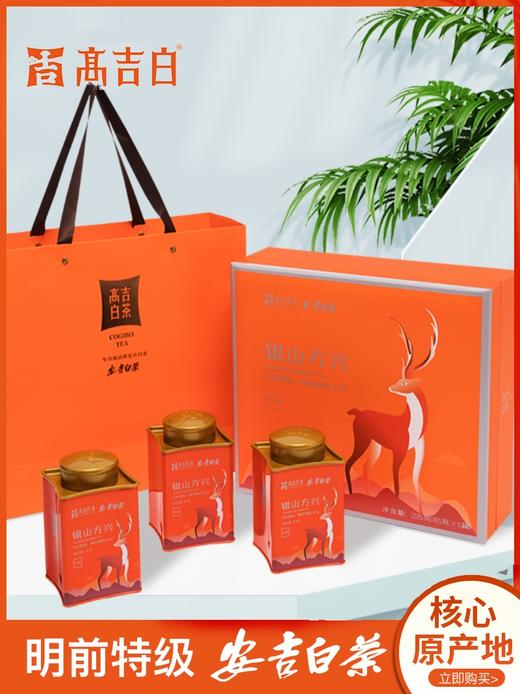 【2023年新茶】高吉白 特级安吉白茶 明前精品绿茶 银山方兴礼盒 225g/盒（天猫同款） 商品图0