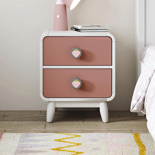 喜梦宝床头柜全实木收纳小型床头柜女孩卡通粉色床边储物柜 草莓糖系列 商品图0