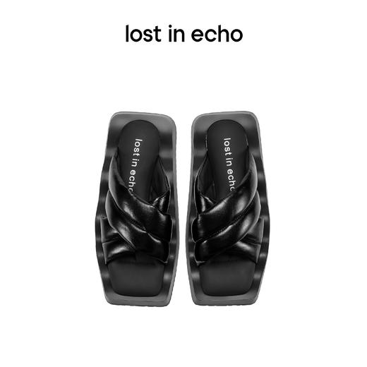 lost in echo设计师品牌休闲方头舒适厚底波浪底交叉带拖鞋女外穿 商品图4