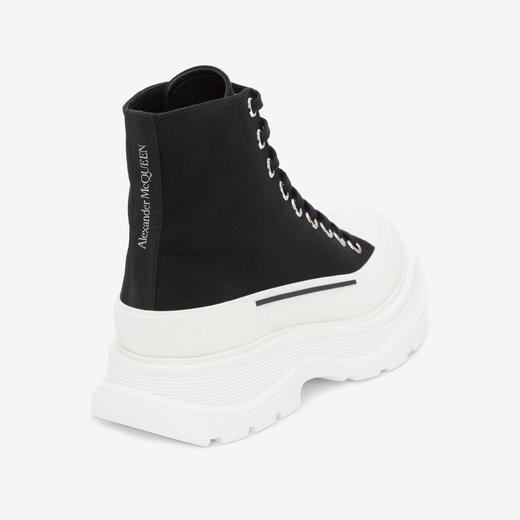 ALEXANDER MCQUEEN 亚历山大.麦昆 女士棉质字母徽标 Tread Slick 系带高帮休闲运动鞋 黑色 697080 W4MV2 1070 商品图2