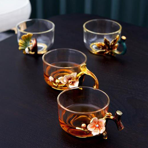 罗比罗丹花之语创意珐琅彩带把玻璃杯礼盒装【不支持补差，非质量问题不退不换】S 商品图2