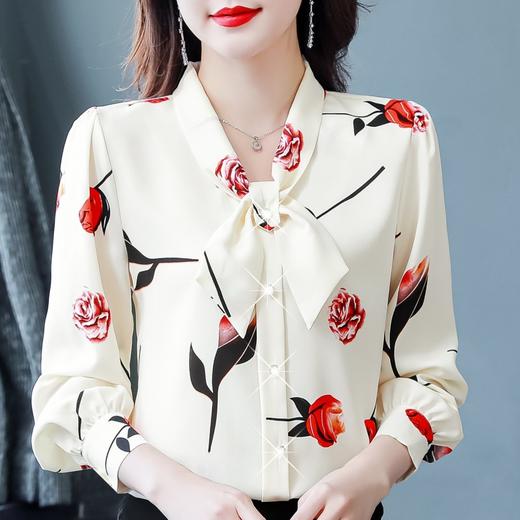 MZSMZ200255 飘带碎花雪纺衬衫女春季2023年新款气质减龄上衣时尚漂亮别致小衫 商品图2