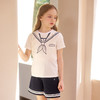 mettekids女童套装夏季海军风短袖t恤儿童短裤中大童洋气凉感童装 商品缩略图3