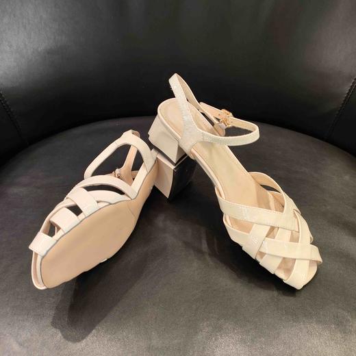 lfgj BM203中粗跟设计感小众镂空编织包头女凉鞋 商品图3