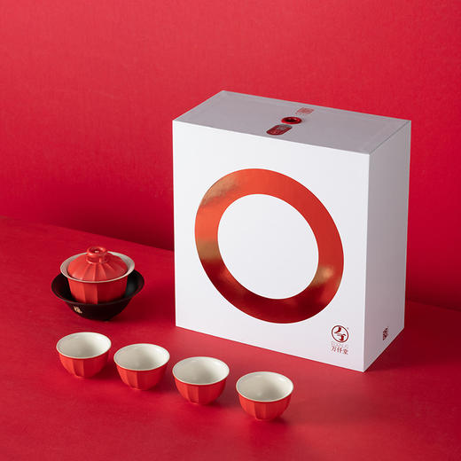 万仟堂 | 鸿运高照02·盖碗 茶具 国风陶瓷灯笼朱漆釉盖碗 礼品专供 朱漆釉 商品图4