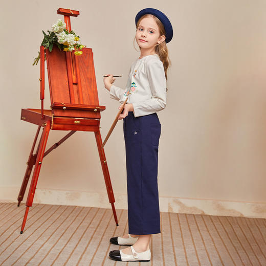 mettekids女童裤子儿童春装洋气阔腿裤童装中大童休闲宽松九分裤 商品图1