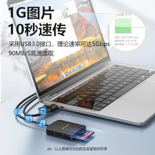 品胜 USB3.0+Type-C转SD/TF/CF/MS 四合一多功能读卡器支持MACOS/ WINDOWS/ LINUX等多系统 商品图2