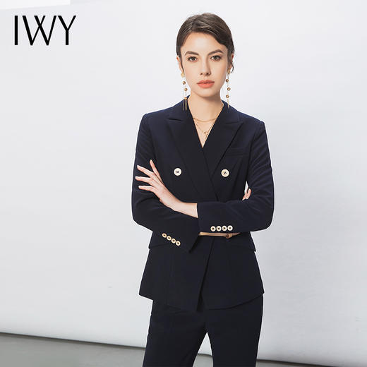 IWY/藏青色西装套装女中国移动新工装正式场合职业套装前台工作服C11355+P31356 商品图3