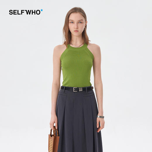 Self Who2023夏装新醋酸亲肤舒适甜辣圆领马甲工字内搭单穿背心女 商品图1