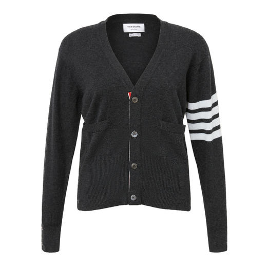 THOM BROWNE 汤姆布朗 男士V领经典四条纹羊绒针织开衫毛衣 MKC001A 00011 商品图0