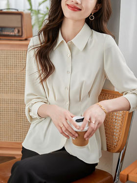 【79元福袋不支持退换】熙世界鱼骨衬衫女收腰显瘦长袖洋气小衫别致雪纺衬衣2025春秋新款