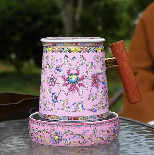 柒彩珐琅木把马克杯保温组，（下单请备注颜色） 商品图1