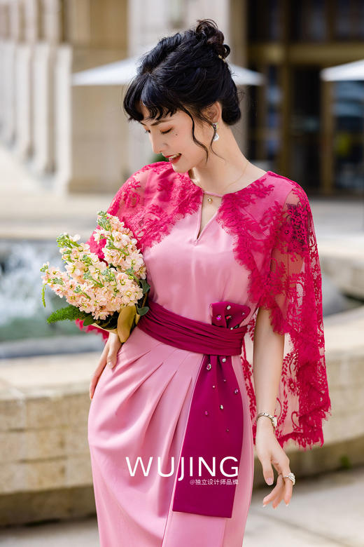 3022041 粉黛胭脂 藕粉色连衣裙 雾境 商品图3