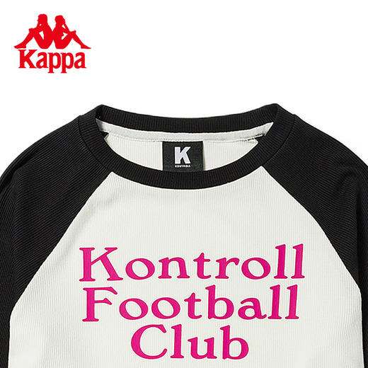 Kappa卡帕长袖2023新款女复古撞色长T美式街头圆领辣妹短款上衣KPDFBTC02K 商品图3