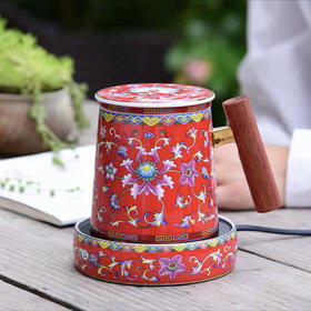 柒彩珐琅木把马克杯保温组，（下单请备注颜色）