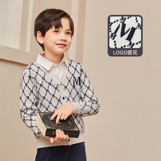 mettekids男童毛衣春秋新款V领打底衫中大儿童英伦风休闲针织开衫 商品图0
