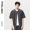 PINLI品立夏季新款圆领短袖衬衣男士提花休闲衬衫B232113010 商品缩略图0