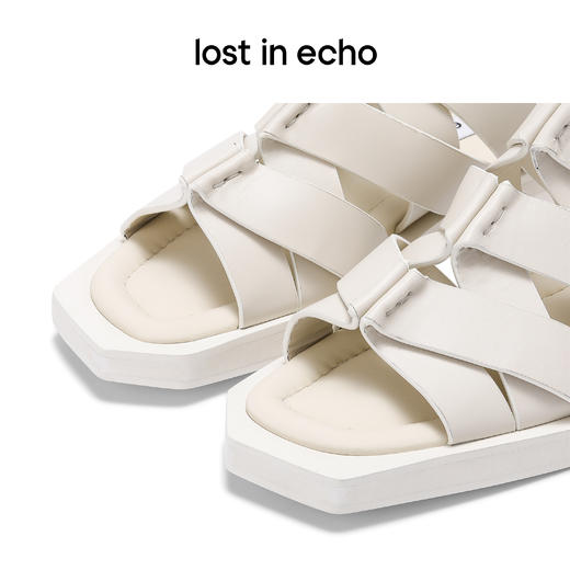 lost in echo设计师品牌交叠绑带切面平跟拖鞋罗马拖鞋凉鞋女外穿 商品图4
