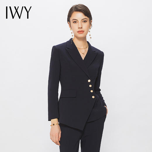 IWY/藏青色西装套装比亚迪王朝工作服修身显瘦气质女神范商务正装C10407+P11356-藏青色 商品图2