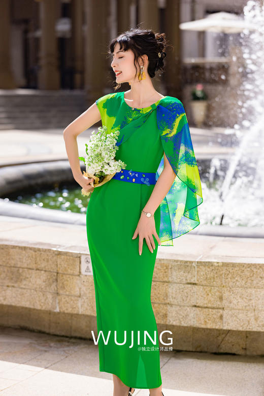 3022073 青山远黛 阳春绿连衣裙 雾境 商品图0