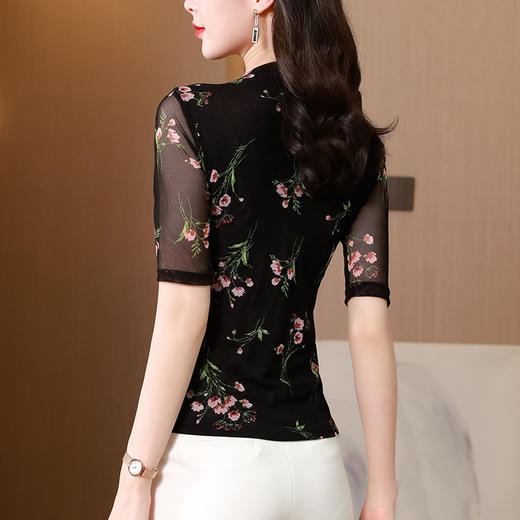 大码网纱双层打底衫中老年女装KQL-520H9818 商品图3