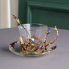 【样品特惠5折，仅1套，无货退款】罗比罗丹珐琅彩欧式奢华创意玻璃咖啡杯个性简约典雅带勺碟礼盒装 商品缩略图2