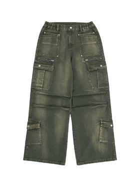 R-OPFOR OPF-2214 洗水做旧直筒牛仔工装裤