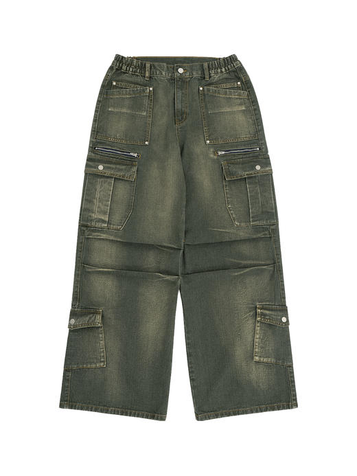 R-OPFOR OPF-2214 洗水做旧直筒牛仔工装裤 商品图0