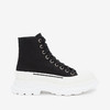 ALEXANDER MCQUEEN 亚历山大.麦昆 女士棉质字母徽标 Tread Slick 系带高帮休闲运动鞋 黑色 697080 W4MV2 1070 商品缩略图0