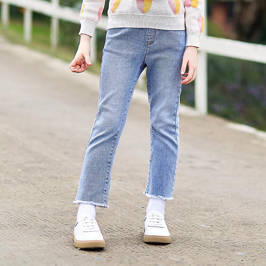 mettekids女童牛仔裤儿童春秋新款童装裤子中大童洋气休闲九分裤 商品图2