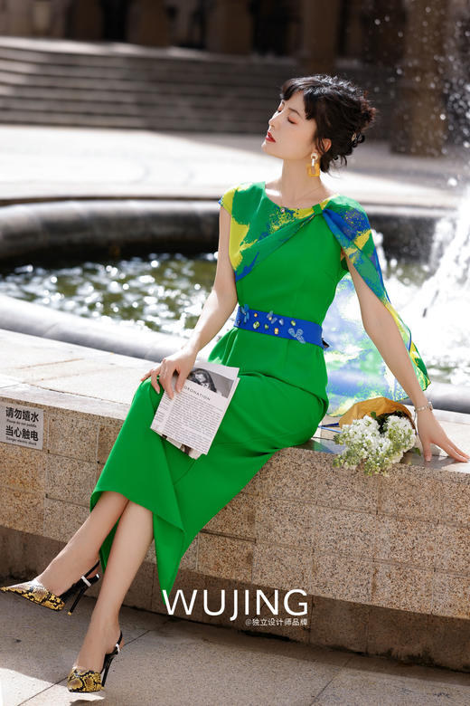 3022073 青山远黛 阳春绿连衣裙 雾境 商品图3