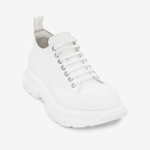 ALEXANDER MCQUEEN 亚历山大.麦昆 女士棉质字母徽标 Tread Slick 系带休闲运动鞋 白色 697072 W4MV2 9000 商品图1