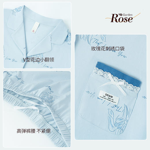 雅黛丽睡衣女春夏棉质亲肤透气家居服短袖休闲可外穿套装 商品图4