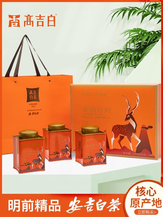 【2023年新茶】高吉白 特级安吉白茶 明前精品绿茶 金山方兴礼盒 225g/盒（天猫同款） 商品图0