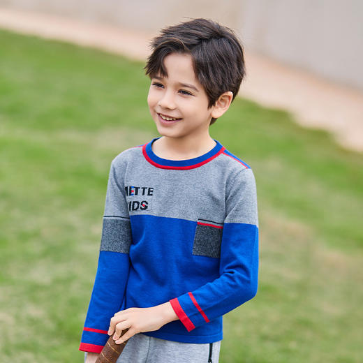 mettekids男童毛衣儿童春秋新款上衣童装打底衫中大童圆领针织衫 商品图0